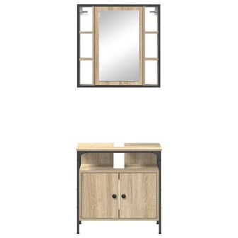 Badkamermeubelset 2 pcs Bruin 60 x 30 x 60 cm Bewerkt hout 7