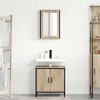 Badkamermeubelset 2 pcs Bruin 60 x 30 x 60 cm Bewerkt hout 1