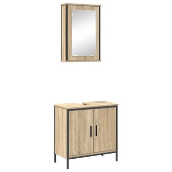 Badkamermeubelset 2 pcs Bruin 60 x 30 x 60 cm Bewerkt hout 2