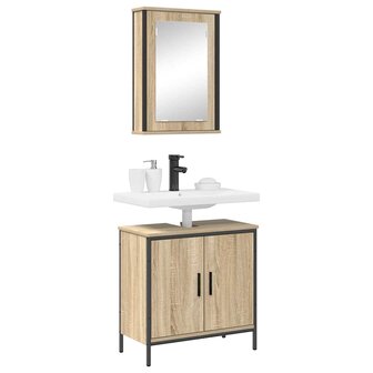 Badkamermeubelset 2 pcs Bruin 60 x 30 x 60 cm Bewerkt hout 3