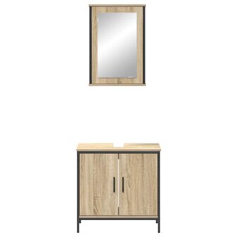 Badkamermeubelset 2 pcs Bruin 60 x 30 x 60 cm Bewerkt hout 7