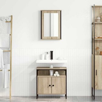 Badkamermeubelset 2 pcs Bruin 60 x 30 x 60 cm Bewerkt hout 1