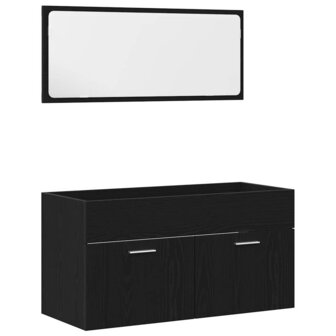 Badkamermeubelset met lade 2 pcs Zwart Eiken 90 x 38.5 x 46 cm 2