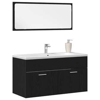 Badkamermeubelset met lade 2 pcs Zwart Eiken 90 x 38.5 x 46 cm 3