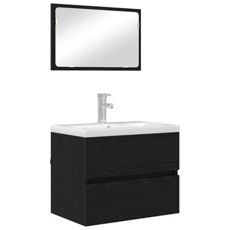 Badkamermeubelset met lade 2 pcs Zwart Eiken 57 x 37 x 45 cm 3