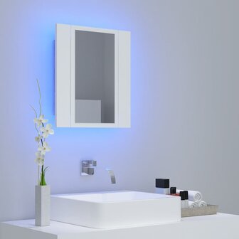 Badkamerkast met spiegel en LED 40x12x45 cm acryl wit 3