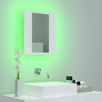 Badkamerkast met spiegel en LED 40x12x45 cm acryl wit 4