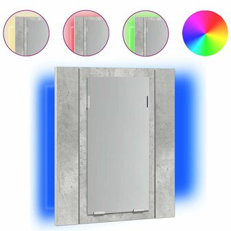 Badkamerkast met spiegel en LED 40x12x45 cm acryl betongrijs 2