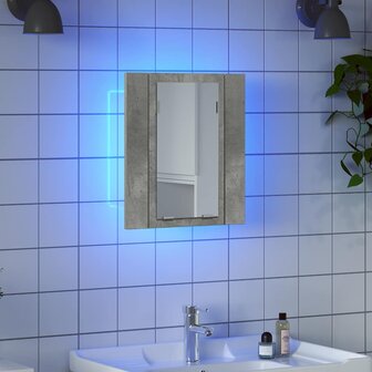 Badkamerkast met spiegel en LED 40x12x45 cm acryl betongrijs 6