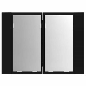 Badkamerkast met spiegel en LED 60x12x45 cm acryl zwart 9