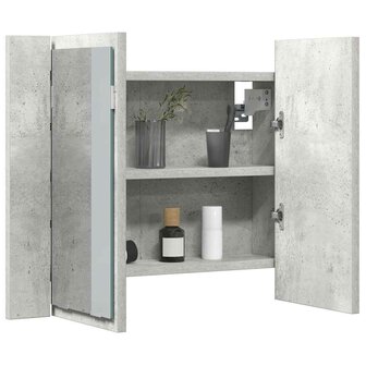 Badkamerkast met spiegel en LED 60x12x45 cm acryl betongrijs 7