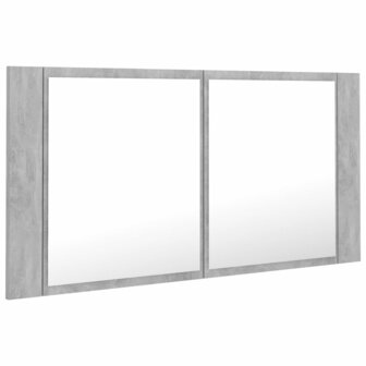 Badkamerkast met spiegel en LED 90x12x45 cm acryl betongrijs 8