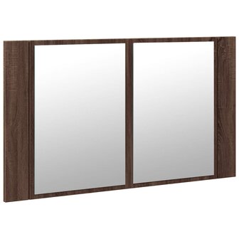 Badkamerkast met spiegel LED 80x12x45 acryl bruineikenkleurig 6