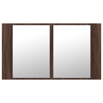 Badkamerkast met spiegel LED 80x12x45 acryl bruineikenkleurig 7