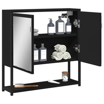 Badkamerspiegelkast 60x16x60 cm bewerkt hout zwart 4