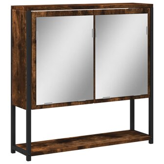 Badkamerspiegelkast 60x16x60 cm bewerkt hout gerookt eikenkleur 2