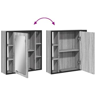 Badkamerspiegelkast 60x16x60 cm bewerkt hout grijs sonoma eiken 9