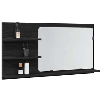Badkamerspiegelkast 90x11x45 cm bewerkt hout zwart eikenkleurig 4