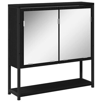 Badkamerspiegelkast Zwart eiken 60 x 16 x 60 cm Bewerkt hout 2