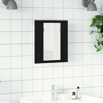 LED badkamerspiegelkast zwart eiken 40x12x45 cm bewerkt hout 1
