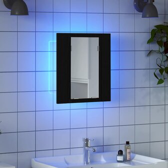 LED badkamerspiegelkast zwart eiken 40x12x45 cm bewerkt hout 3