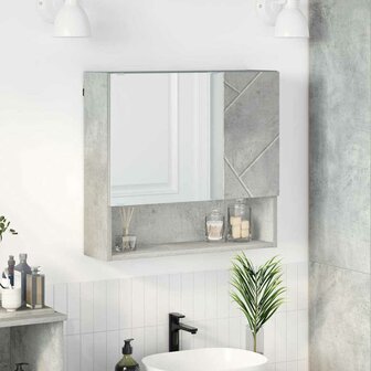 Spiegelkast met plank Betongrijs 59 x 17 x 55 cm Bewerkt hout 1