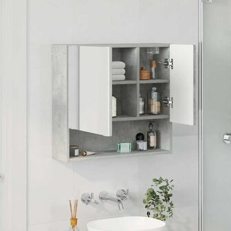 Spiegelkast met plank Betongrijs 59 x 17 x 55 cm Bewerkt hout 4