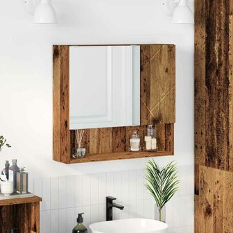 Spiegelkast met plank Oud hout 59 x 17 x 55 cm Bewerkt hout 1
