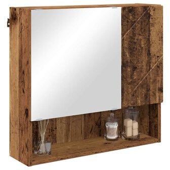 Spiegelkast met plank Oud hout 59 x 17 x 55 cm Bewerkt hout 3