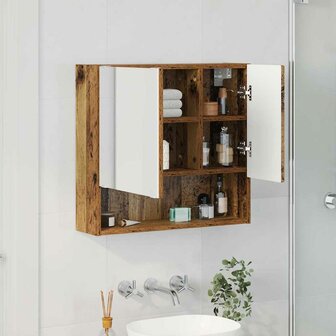 Spiegelkast met plank Oud hout 59 x 17 x 55 cm Bewerkt hout 4