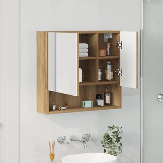 Spiegelkast met plank artisanaal eikenkleurig 59 x 17 x 55 cm 4