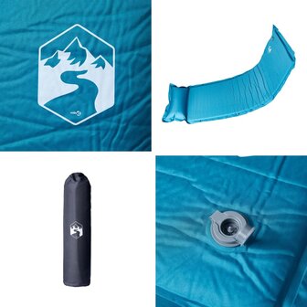 Kampeermatras met kussen zelfopblazend 1-persoons turquoise 5