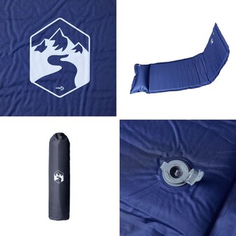 Kampeermatras met kussen zelfopblazend 1-persoons marineblauw 5