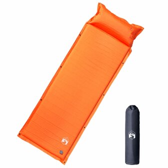 Kampeermatras met kussen zelfopblazend 1-persoons oranje 1