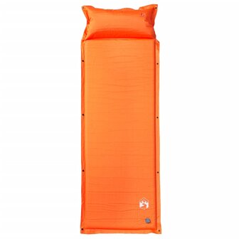 Kampeermatras met kussen zelfopblazend 1-persoons oranje 2