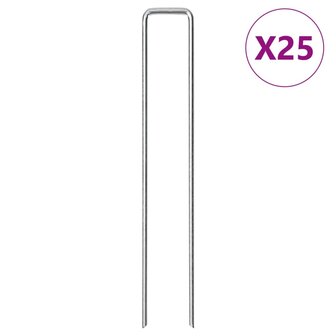 Grondharingen 25 st U-vormig 20x3,5 cm gegalvaniseerd staal 1