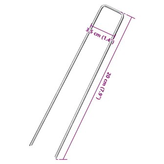 Grondharingen 25 st U-vormig 20x3,5 cm gegalvaniseerd staal 5