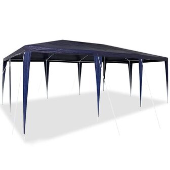 Partytent Blauw en Wit 600 x 400 x 266 cm Polyester en staal 3