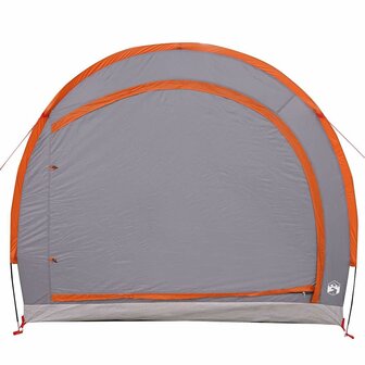 Fietstent met dak met opslag Grijs en Oranje 256 x 222 x 182 cm 5