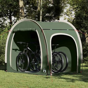 Fietstent met dak met opslag Groen 218 x 156 x 180 cm 1