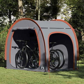 Fietstent met dak met opslag Grijs en Oranje 218 x 156 x 180 cm 1