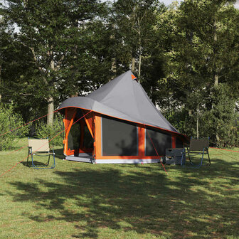 Familie Tipi Tent met dak Grijs en Oranje 404 x 370 x 270 cm 1