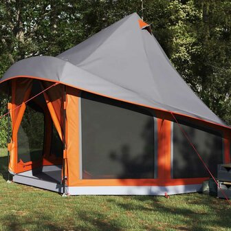 Familie Tipi Tent met dak Grijs en Oranje 404 x 370 x 270 cm 4