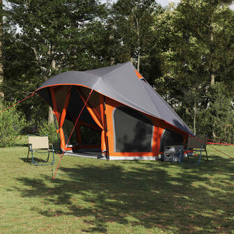 Familie Tipi Tent met dak Grijs en Oranje 508 x 470 x 300 cm 1