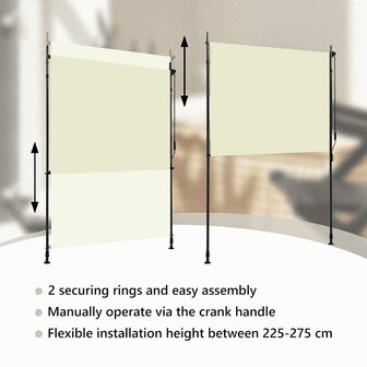 Rolgordijn voor buiten 150x270 cm cr&egrave;me 9
