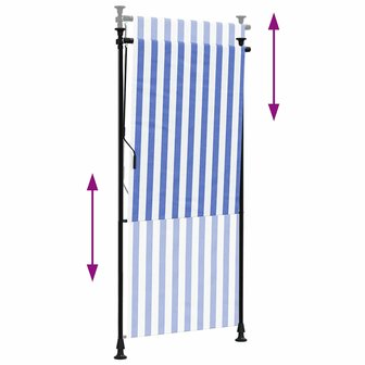 Rolgordijn voor buiten 100x270 cm stof en staal blauw en wit 6