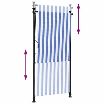 Rolgordijn voor buiten 120x270 cm stof en staal blauw en wit 6