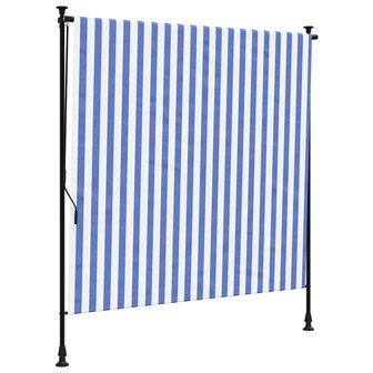 Rolgordijn voor buiten 150x270 cm stof en staal blauw en wit 2