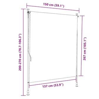 Rolgordijn voor buiten 150x270 cm stof en staal blauw en wit 9