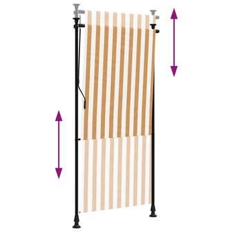 Rolgordijn voor buiten 100x270 cm stof en staal oranje en wit 6